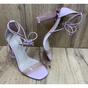 ALDO Onardonia Strappy Sandal Glass Block Heel Shoes Women's Size 9 Pink Stewpot